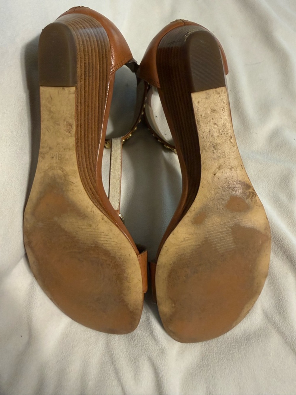 Michael Kors Women's Celena Wedge Leather Brown Sandals Sz 8 - Picture 6 of 6